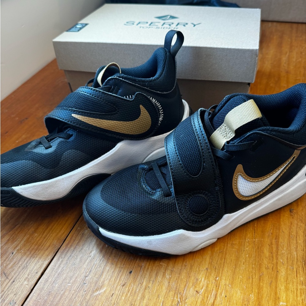 Nike Kids Black and Gold Sneakers